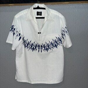 Vintage 1970's Iolani Hawaiian Aloha Shirt White - Beautiful Cond. - Men's M